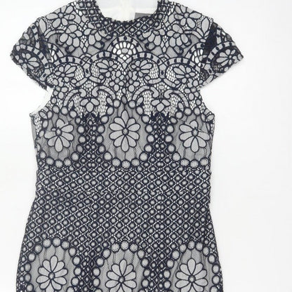 Phase Eight Women Blue UK 10 Floral Lace Pencil Knee Dress
