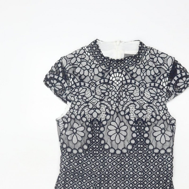 Phase Eight Women Blue UK 10 Floral Lace Pencil Knee Dress