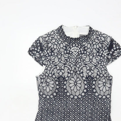 Phase Eight Women Blue UK 10 Floral Lace Pencil Knee Dress
