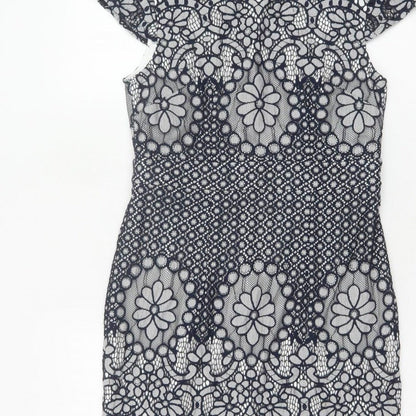 Phase Eight Women Blue UK 10 Floral Lace Pencil Knee Dress