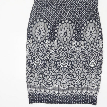 Phase Eight Women Blue UK 10 Floral Lace Pencil Knee Dress