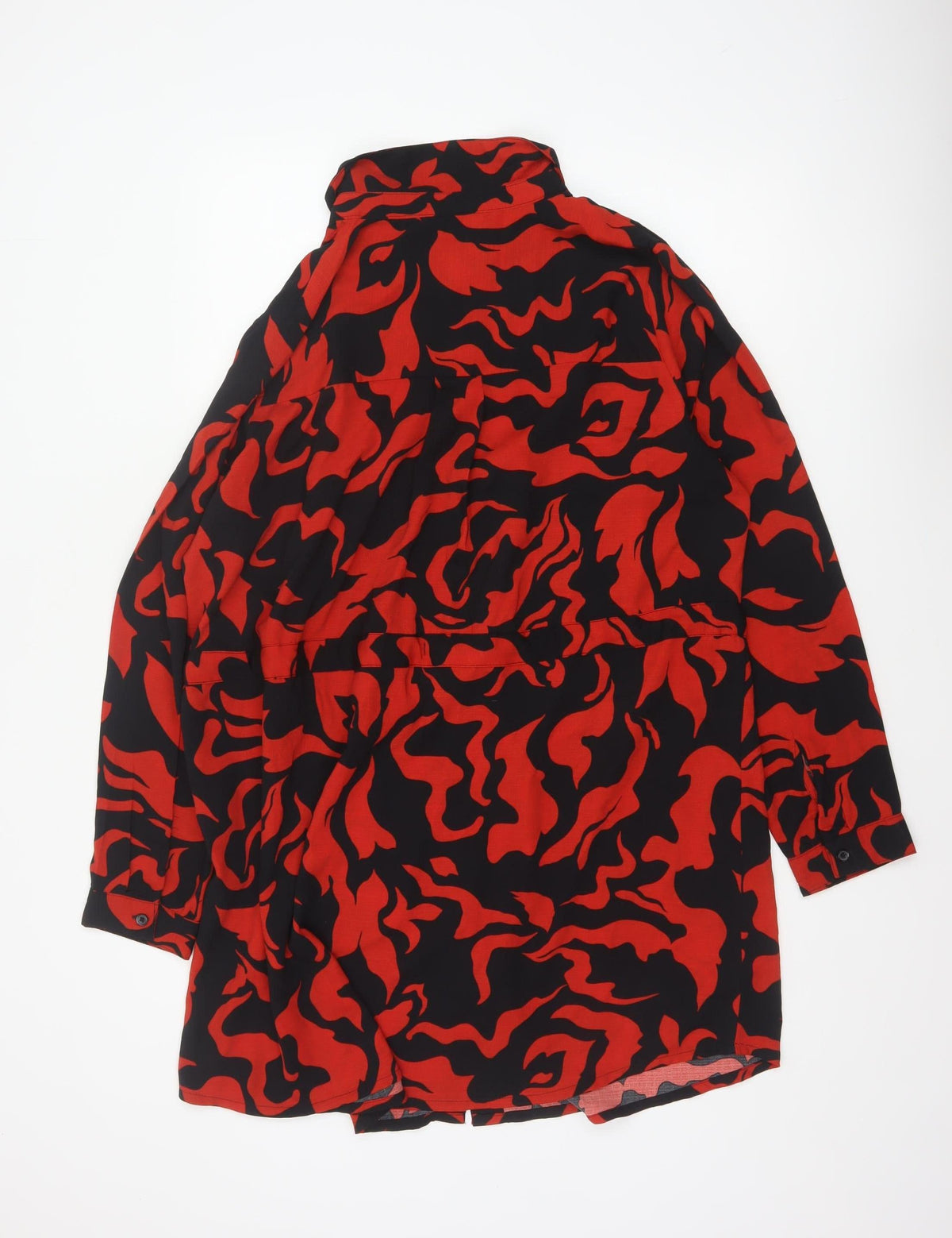 Yours Women Red Black Abstract Print UK 18 Belted Shirt Dress