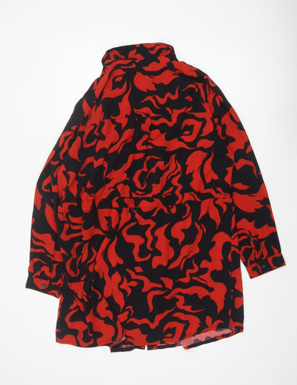 Yours Women Red Black Abstract Print UK 18 Belted Shirt Dress