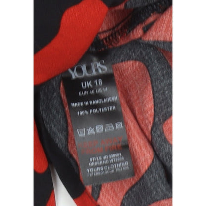 Yours Women Red Black Abstract Print UK 18 Belted Shirt Dress