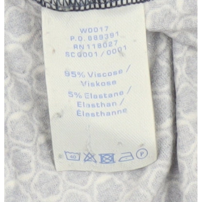 Boden Women Blue UK 10 Fit & Flare Knee Dress Geometric V-Neck Long Sleeve