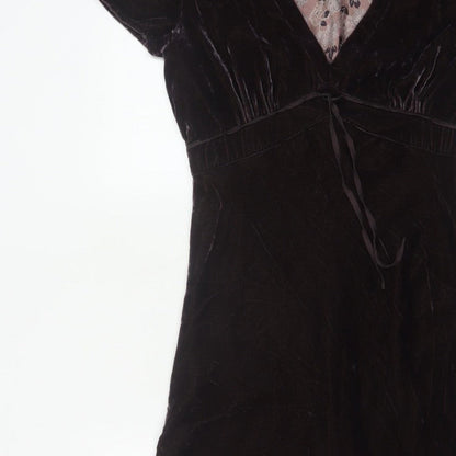 Hartford Women Purple XS A-Line Silk Blend Velvet V-Neck Dress