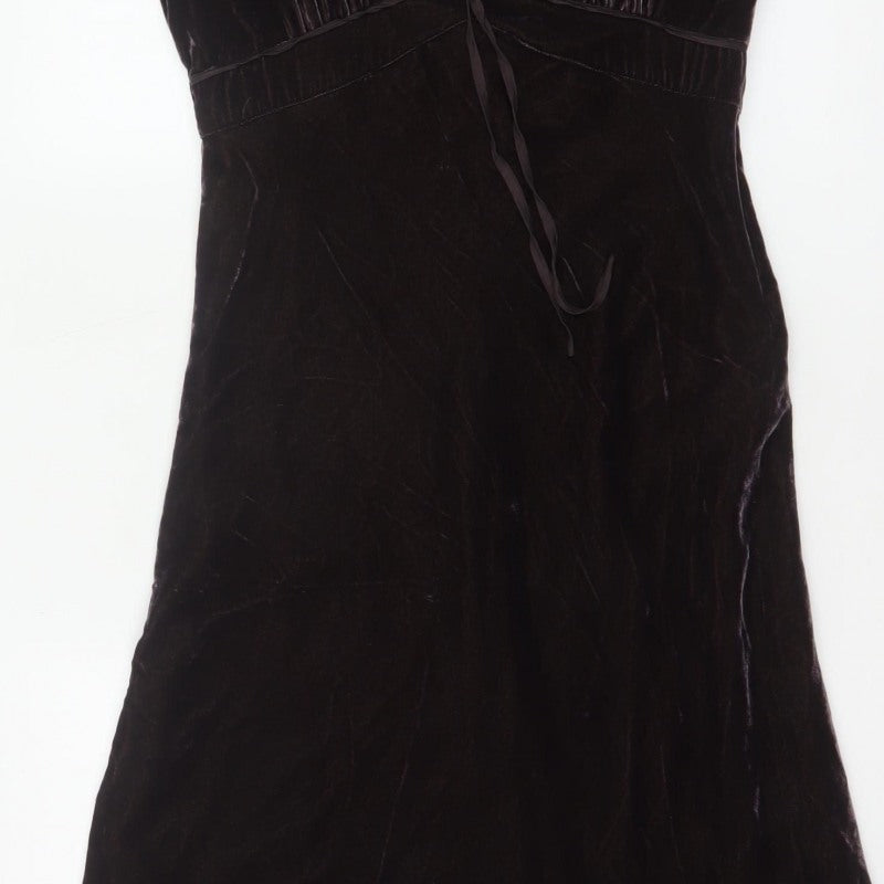 Hartford Women Purple XS A-Line Silk Blend Velvet V-Neck Dress