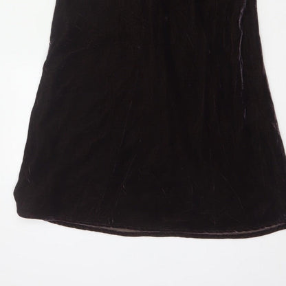 Hartford Women Purple XS A-Line Silk Blend Velvet V-Neck Dress