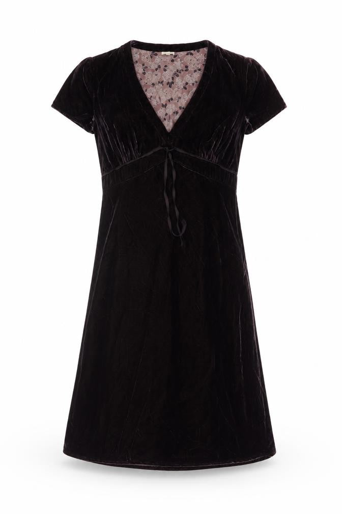 Hartford Women Purple XS A-Line Silk Blend Velvet V-Neck Dress