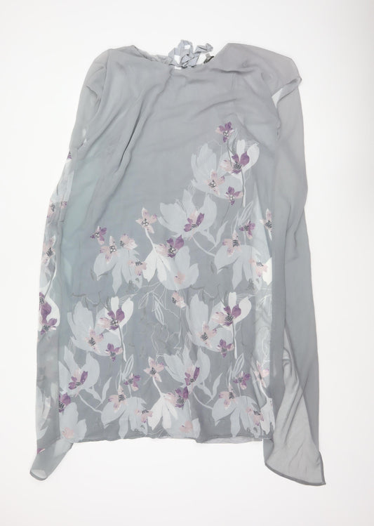 RJR John Rocha Women Grey Floral Beaded Chiffon Kaftan Dress UK 14