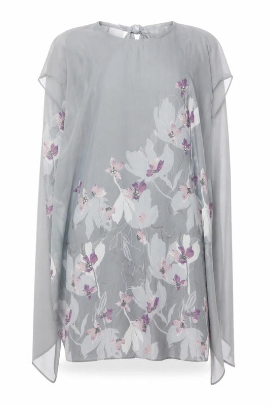 RJR John Rocha Women Grey Floral Beaded Chiffon Kaftan Dress UK 14