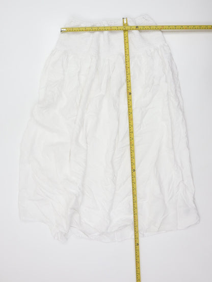 Marks & Spencer Women White Size 16 Long Peasant Maxi Skirt Linen Blend