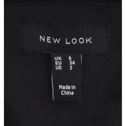 New Look Women Black UK 6 Long A-Line Pleated V-Neck Dress