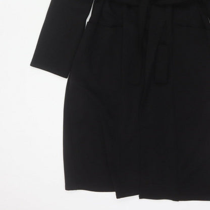 Boohoo Women’s Black UK 12 Long Belted Open Overcoat