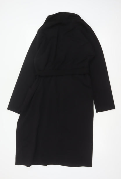 Boohoo Women’s Black UK 12 Long Belted Open Overcoat