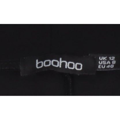 Boohoo Women’s Black UK 12 Long Belted Open Overcoat