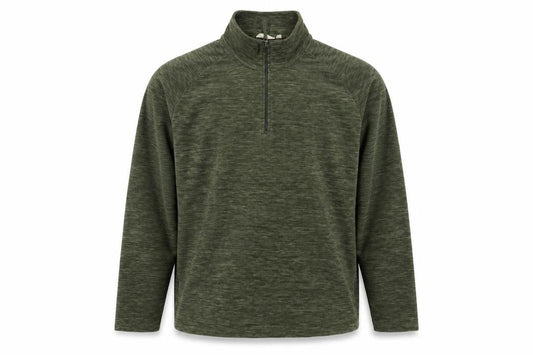 Front view of Mountain Warehouse Men’s Green M 1/4 Zip Fleece Sweatshirt