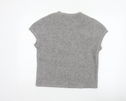 Zara Women Grey S Basic Knit Crew Neck Short Sleeve T-Shirt