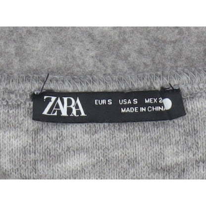 Zara Women Grey S Basic Knit Crew Neck Short Sleeve T-Shirt