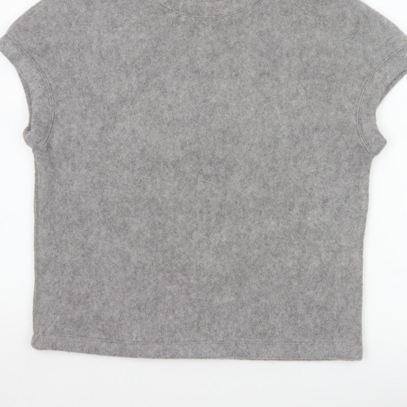 Zara Women Grey S Basic Knit Crew Neck Short Sleeve T-Shirt