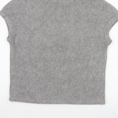 Zara Women Grey S Basic Knit Crew Neck Short Sleeve T-Shirt