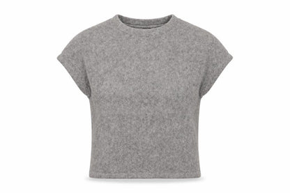 Zara Women Grey S Basic Knit Crew Neck Short Sleeve T-Shirt