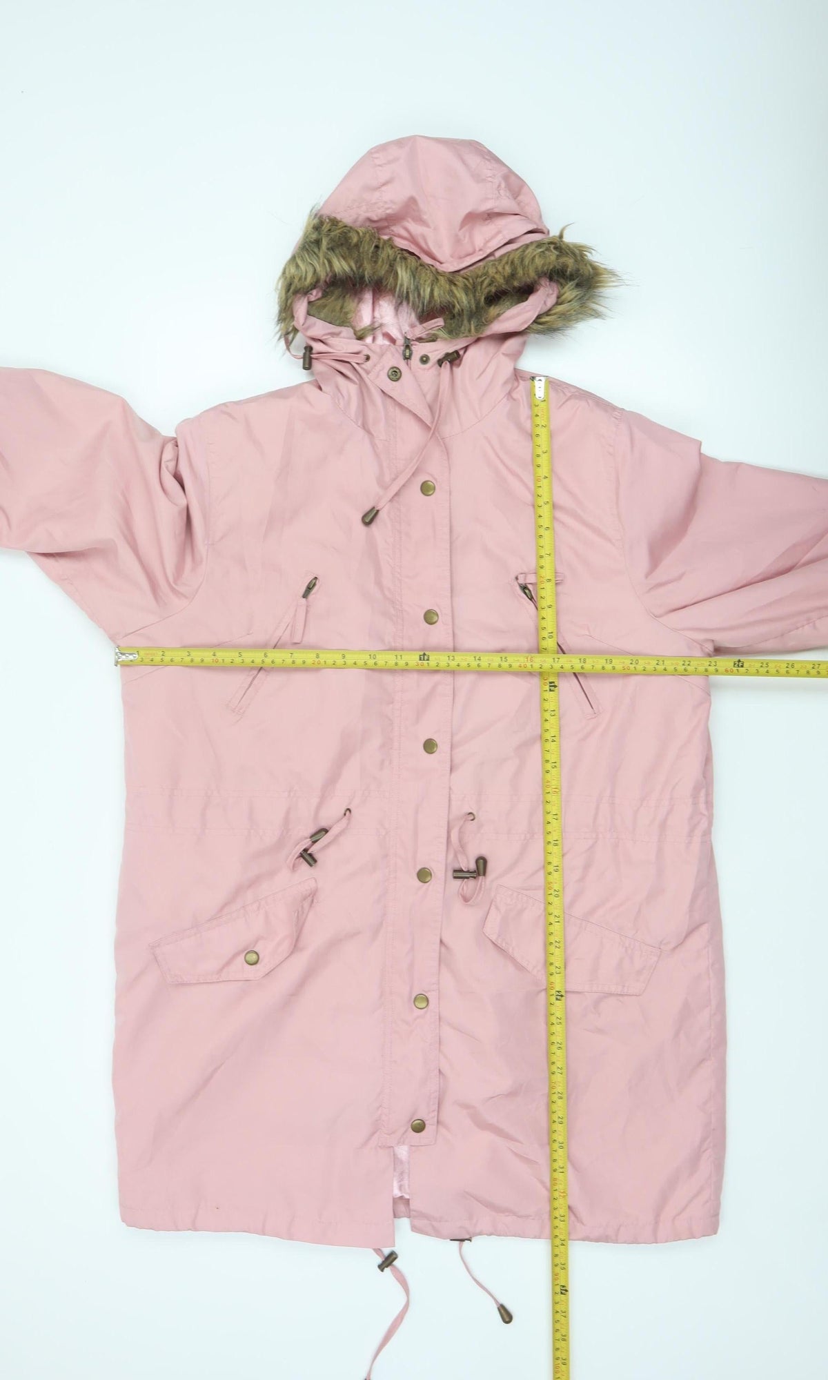 Being Casual Womens Pink Size 16 Faux Fur Hooded Long Parka Coat