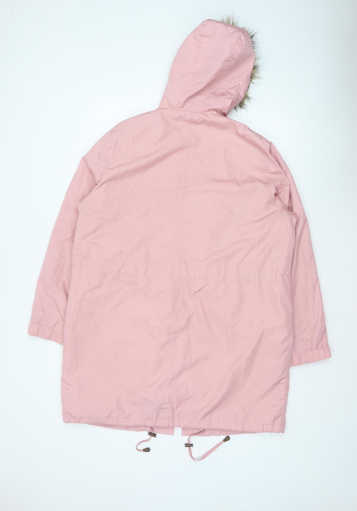 Being Casual Womens Pink Size 16 Faux Fur Hooded Long Parka Coat