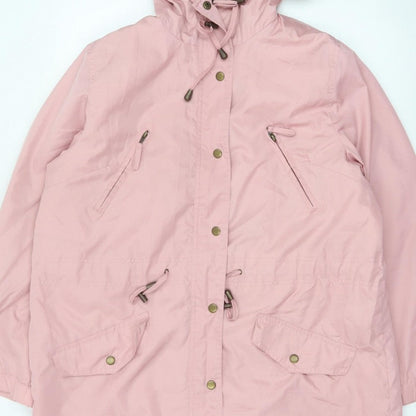 Being Casual Womens Pink Size 16 Faux Fur Hooded Long Parka Coat
