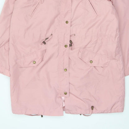 Being Casual Womens Pink Size 16 Faux Fur Hooded Long Parka Coat