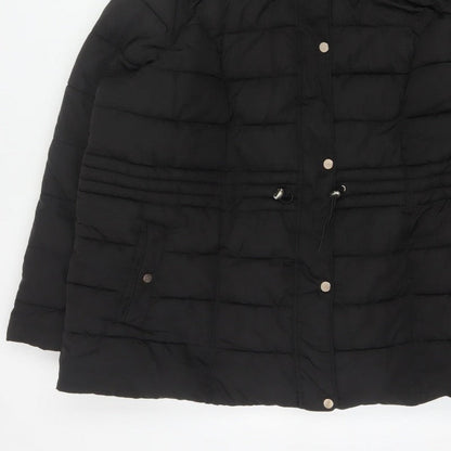 New Look Curves Women Black UK 24 Hooded Quilted Puffer Coat