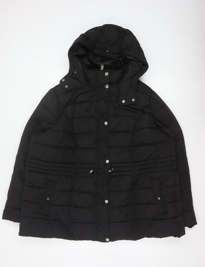 New Look Curves Women Black UK 24 Hooded Quilted Puffer Coat