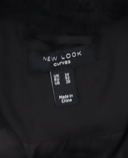 New Look Curves Women Black UK 24 Hooded Quilted Puffer Coat