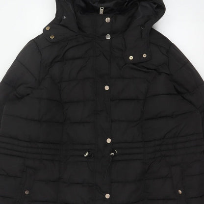 New Look Curves Women Black UK 24 Hooded Quilted Puffer Coat