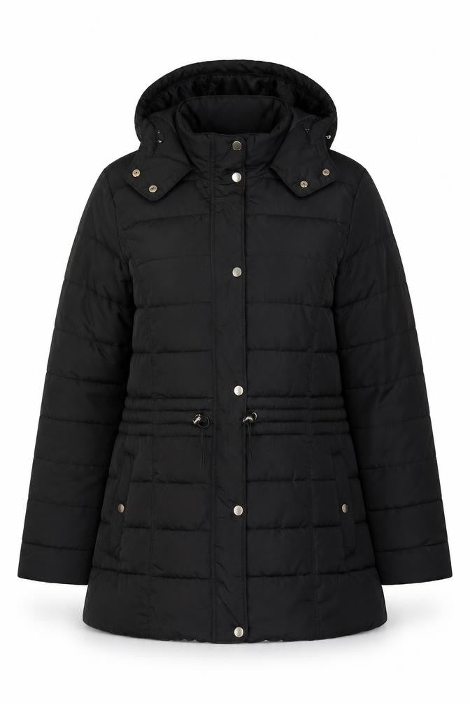 New Look Curves Women Black UK 24 Hooded Quilted Puffer Coat