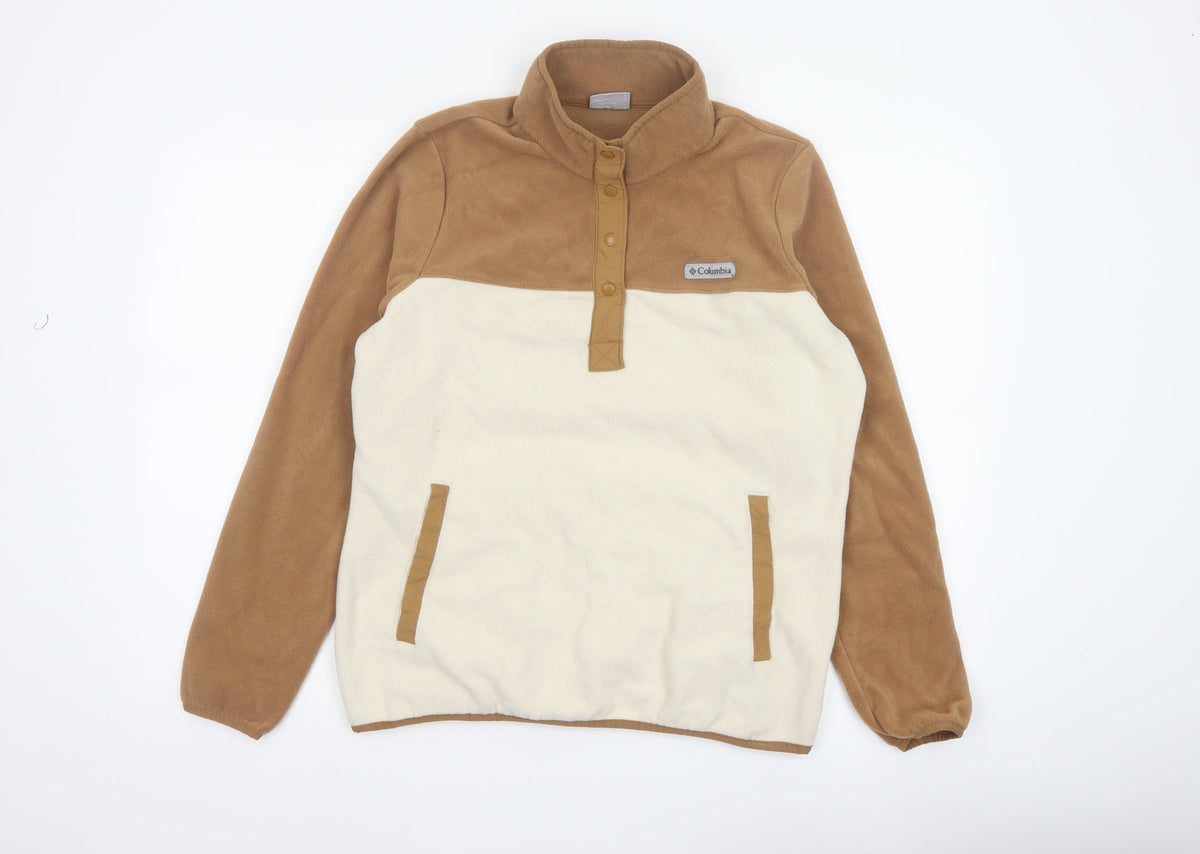 Columbia Women’s Brown Ivory L Pullover Fleece Snap Sweatshirt