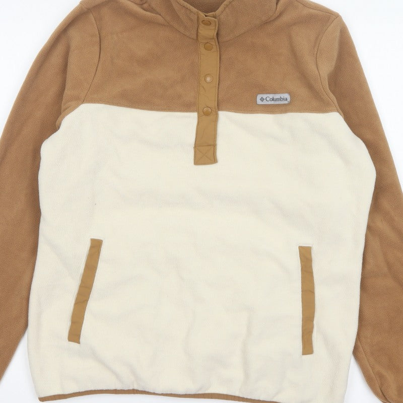Columbia Women’s Brown Ivory L Pullover Fleece Snap Sweatshirt