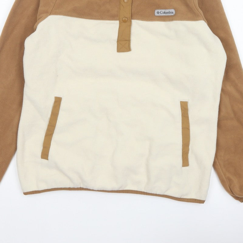 Columbia Women’s Brown Ivory L Pullover Fleece Snap Sweatshirt