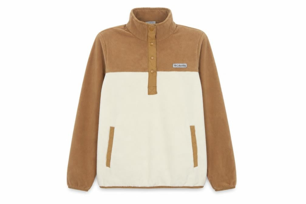 Columbia Women’s Brown Ivory L Pullover Fleece Snap Sweatshirt