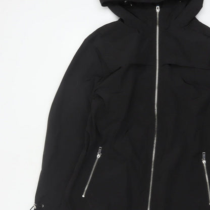 By Very Women's Black Size 12 Hooded Long Rain Coat Full Zip