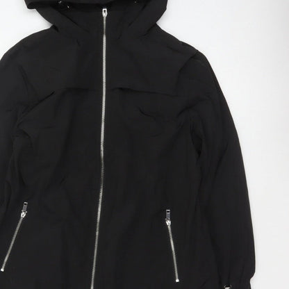 By Very Women's Black Size 12 Hooded Long Rain Coat Full Zip