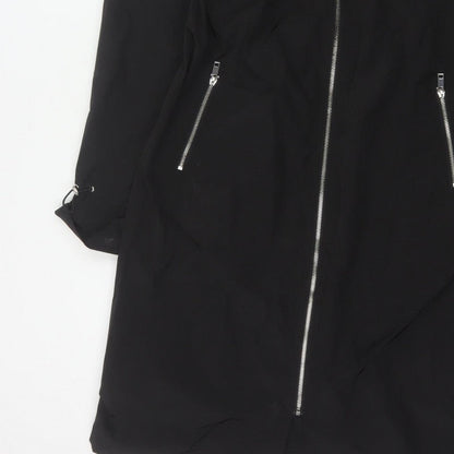 By Very Women's Black Size 12 Hooded Long Rain Coat Full Zip