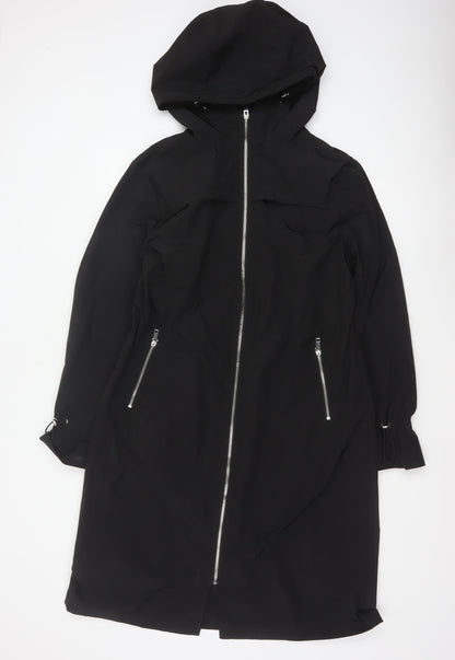By Very Women's Black Size 12 Hooded Long Rain Coat Full Zip