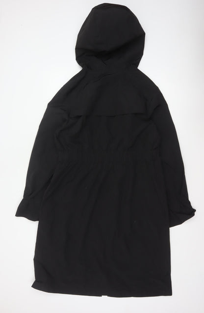 By Very Women's Black Size 12 Hooded Long Rain Coat Full Zip