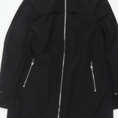 By Very Women's Black Size 12 Hooded Long Rain Coat Full Zip