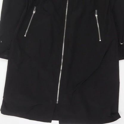 By Very Women's Black Size 12 Hooded Long Rain Coat Full Zip