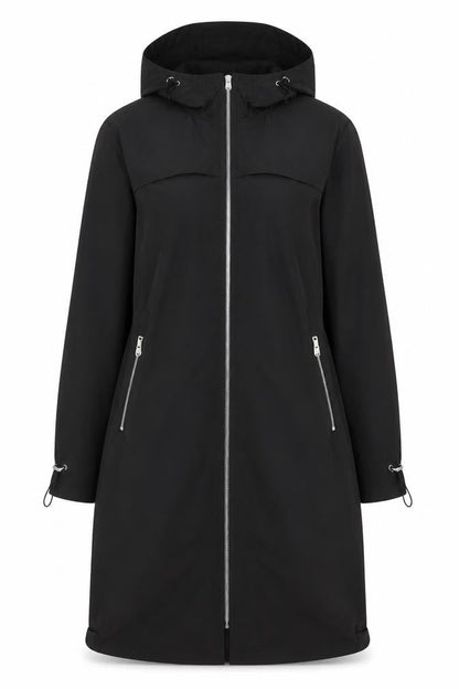 By Very Women's Black Size 12 Hooded Long Rain Coat Full Zip