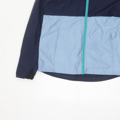 Quechua Boys Blue 14-15 Years Hooded Waterproof Windbreaker Jacket