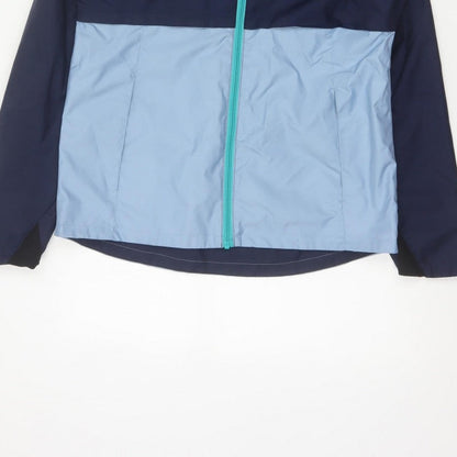 Quechua Boys Blue 14-15 Years Hooded Waterproof Windbreaker Jacket