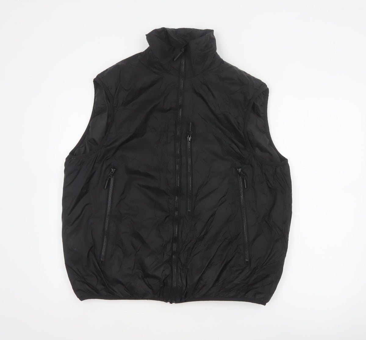 H&M Men’s Black L Puffer Bodywarmer Gilet Zip Pockets